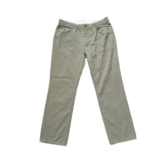 Polo Ralph Lauren Chino Pants Mens Sz 34/30 Green Olive Straight Leg Preppy - Picture 1 of 7